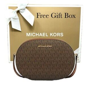 MK Jet Set Travel Medium Logo Oval Crossbody Bag